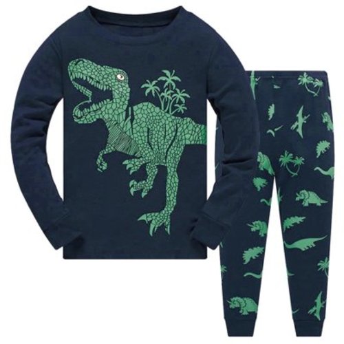 Odeerbi Baby Boy Kids Pajamas Sets Cartoon Dinosaur Sleepwear T Shirt Tops+ Pants Outfits Set