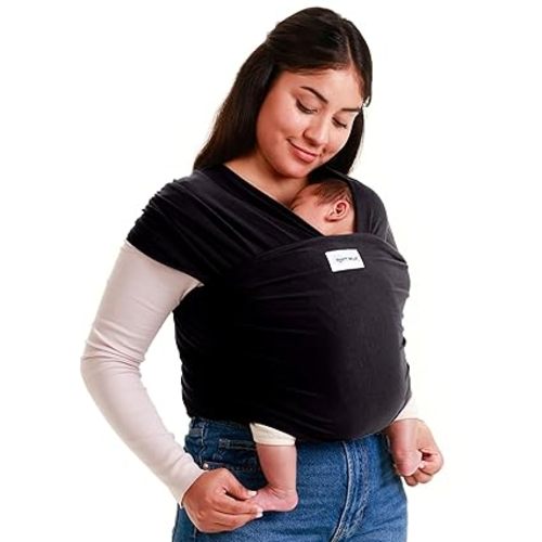 Sleepy Wrap Stretchy Ergonomic Baby Carrier Sling for Newborns to Toddlers - Hands-Free Lightweight Baby Wrap 7-35 lbs (Sable Black)