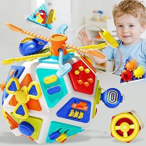 22-in-1 Baby Busy Board Activity Cube Toys, Montessori Sensory Toy for for Toddler 1-3, Early Educational Travel Toy for 1 Year Old Kid , Fine Motor Skills Gifts for Infant 6-12/12-18 M+ Boys & Girls