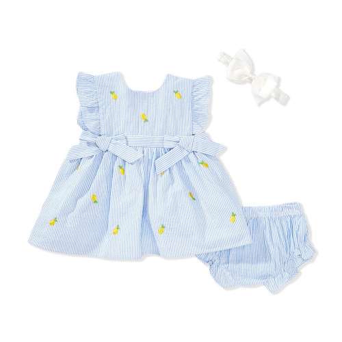 Adventurewear 360 Baby Girls Seersucker Lemon Bow Dress
