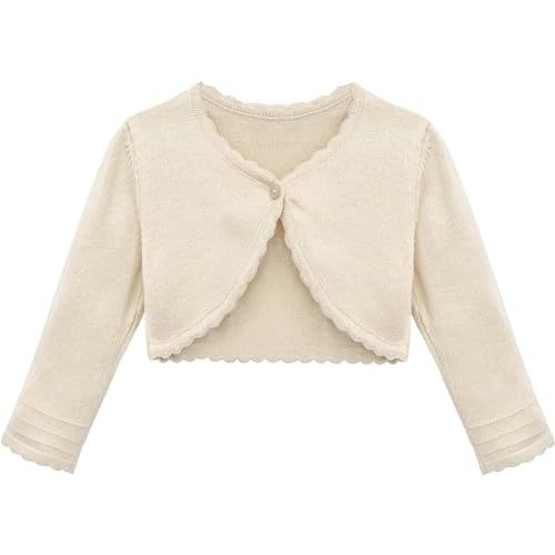 Lilax Baby Girls' Long Sleeve Cardigan Shrug, Button Closure Knitted Bolero