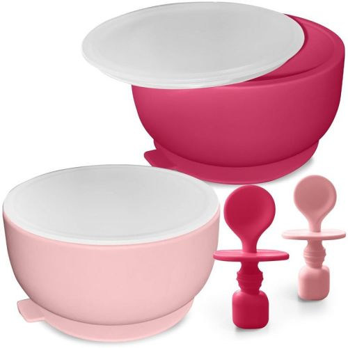Sperric Silicone Baby Feeding Set - Infant Suction Bowls With Lids And Spoons | Bpa Free Toddler Self Feeding Utensils For 0-6 Months (beige)