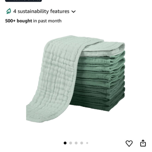 Yoofoss Muslin Burp Cloths for Baby 10 Pack 100% Organic Cotton Baby Washcloths for Boys Girls Large 20''X10'' Super Soft and Absorbent Gradient Green