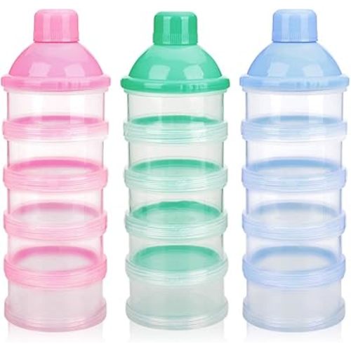 Accmor Formula Dispenser On The Go, 5 Compartments Stackable Formula Container for Travel, Baby Milk Powder Kids Snack Container, BPA Free