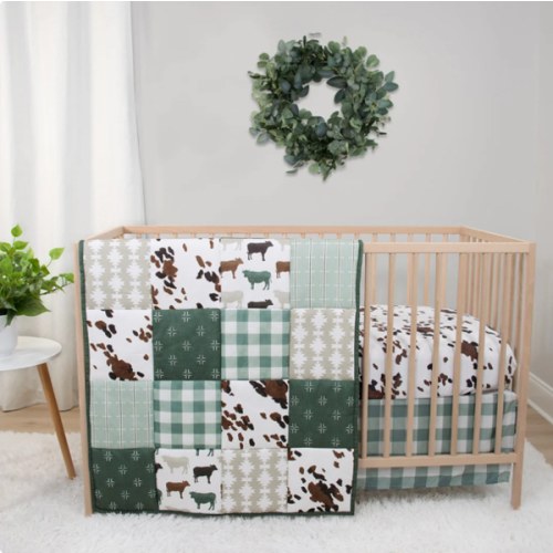 Boho Farm 3 Piece Baby Crib Bedding Set for Boys & Girls