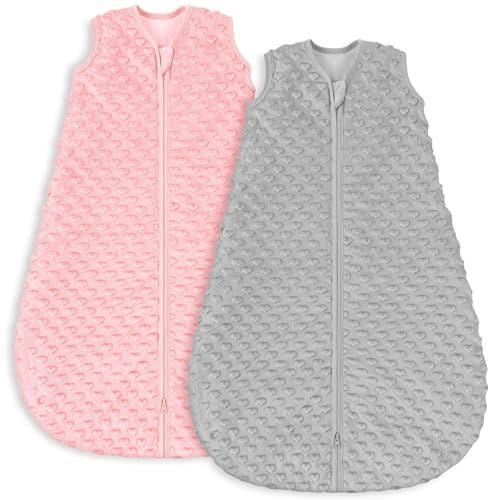 Yoofoss Fleece Baby Sleep Sack 0-6 Months with Plush Dots, TOG 1.5 Baby Wearable Blanket with 2-Way Zipper, Cotton Toddler Sleep Sack Fleece