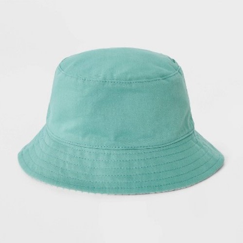 Baby Girls' Reversible Bucket Hat - Cat & Jack™ Green 6-12M: Solid Canvas, Jersey, Pull-On, 19" Circumference