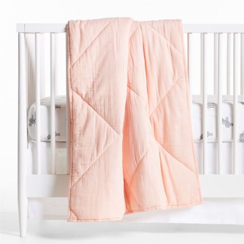 Supersoft Elegant Pink Cotton Gauze Baby Crib Quilt