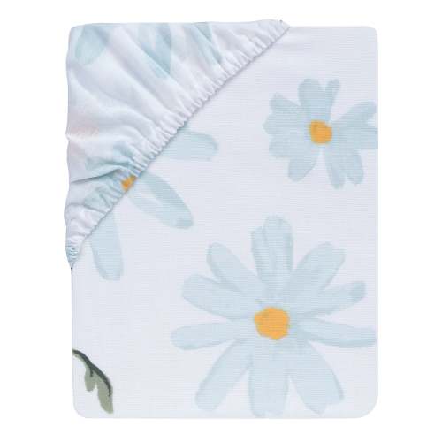Sweet Daisy 100% Cotton White/Blue Floral Baby Fitted Crib Sheet – Lambs & Ivy