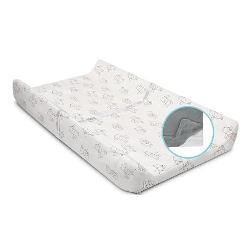 Disney Winnie The Pooh Contoured Changing Pad with Plush Cover by Delta Children – Machine Washable Cover and Waterproof Outer Layer, Grey