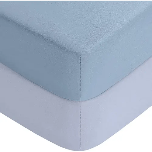 Yoofoss Baby Crib Sheets for Boys Girls, Fitted Crib Sheet 2 Pack for Standard Crib and Toddler Mattress, Super Soft Microfiber Baby Sheet 28x52x8in(Light Blue-Gray)