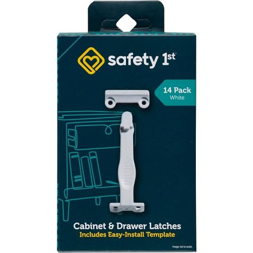 Safety 1st Cabinet & Drawer Latch 14 Pack, Babyproofing Locks for Toddlers, Easy Install, Child Safety, Hidden Design, Secure Cabinets & Drawers