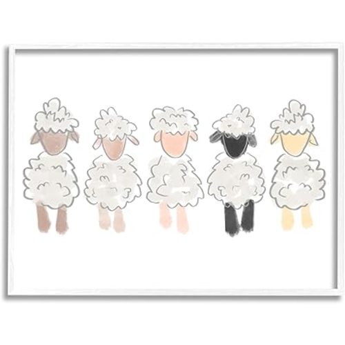 Stupell Industries Fluffy Soft Sheep Farm Animal Nursery Drawing, Design by Anna Whitham,Tan