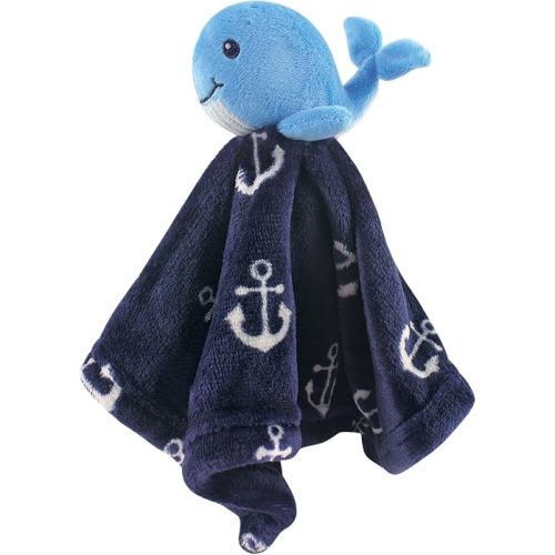 Hudson Baby Unisex Baby Animal Face Security Blanket, Boy Whale, One Size