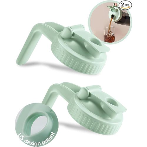 2 Pack Wide Mouth Mason Jar Lids V-Shaped with Handle, Mason Jar Pour Spout Lid with Extended Flip Lid Easy to Open, Airtight Leak Proof and Durable