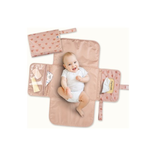 Portable/Foldable Waterproof Diaper Changing Pad with Smart Wipes Pocket