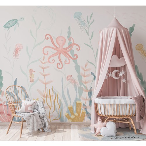Peel and Stick Underwater Wallpaper - Sea Life Kids Room Mural-C213