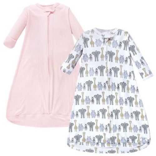 Hudson Baby Infant Girls Cotton Long-Sleeve Wearable Sleeping Bag, Sack, Blanket, Pink Safari, 0-3 Months