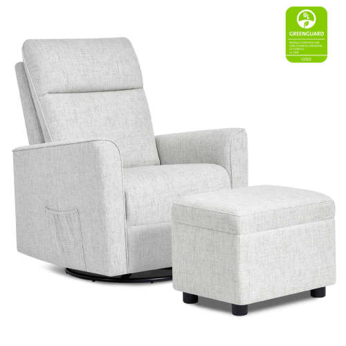 Evolur Aria Swivel Glider with Ottoman in Fog Grey