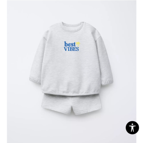 TEXT SWEATSHIRT AND BERMUDA SET - Gray marl | ZARA United States