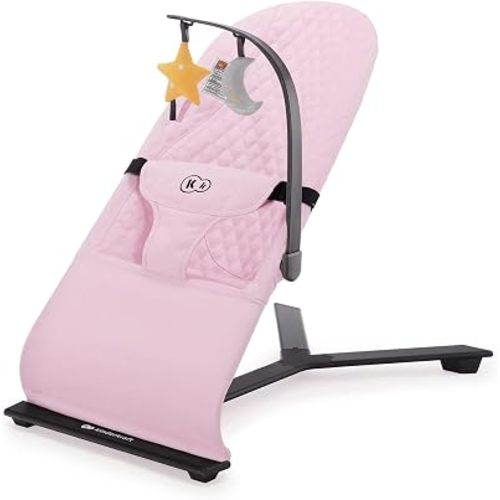 Kinderkraft Mimi Portable Baby Bouncer, Safe and Ergonomic Bouncer Seat with Spine Support and an Additional Play Bar for Babies 0-6 Months, Pink