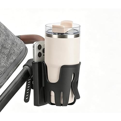 Cup Holder Compatible with UPPAbaby Vista V3 Cruz | 360 Degree Rotatable,Strap Cup Holder with Phone Slot Compatible with Accmor
