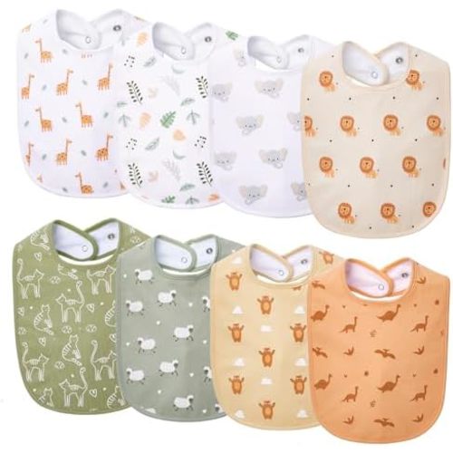 Lilian&Gema Baby Bibs 8 Pack Baby Drool Bibs for Unisex Boys Girls,Soft Cotton Bibs for Teething and Drooling Newborn