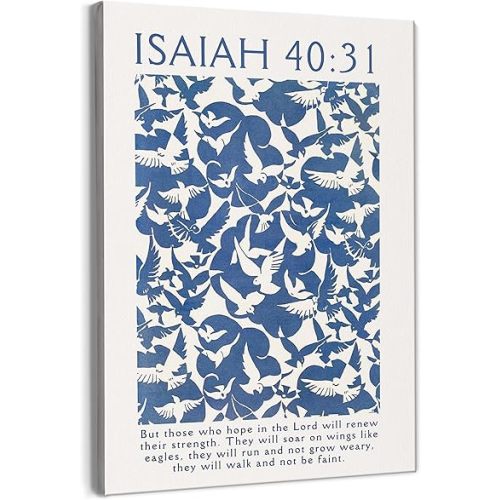 Christian Art Wall Decor,Blue Serenity Prayer Wall Art,Bible Verse Christian Wall Decor for Livingroom Bedroom Kitchen Hallway,Isaiah 40 31 Wall Art,Pigeon Eagle Decor11x14