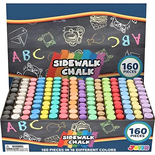 160 PCS Washable Sidewalk Chalks Set Non-Toxic Jumbo Chalk for Outdoor Art Play, Painting on Chalkboard, Blackboard and Playground