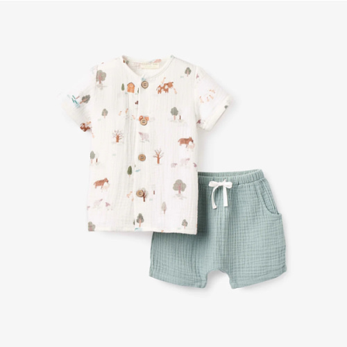 On the Farm Organic Muslin Tee + Short Set – Elegant Baby