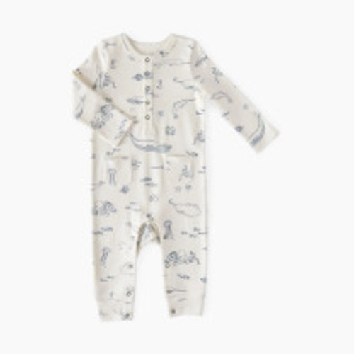 Pehr Henley Patch Pocket Romper - Life Aquatic, 6-12 M