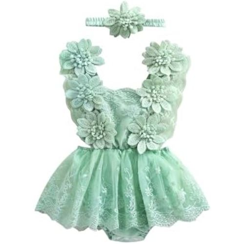 Karwuiio Newborn Baby Girl Romper Dress Infant Sleeveless Lace Floral Romper Bodysuit Baby Girl Summer Clothes Outfits