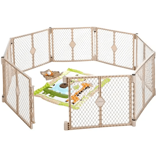 Toddleroo by North States - Superyard Baby Play Yard: Freestanding 8-Panel Baby Playpen - Indoor or Outdoor Use - Made in USA - Encloses Up to 34.4 Square Feet - 26 Inches Tall - Sand
