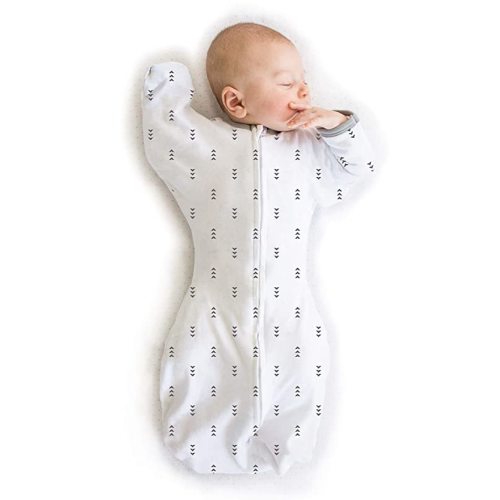 SwaddleDesigns Transitional Swaddle Sack with Arms Up Half-Length Sleeves and Mitten Cuffs, Tiny Arrows, Medium, 3-6mo, 14-21 lbs (Parents' Picks Award Winner, Easy Transition with Better Sleep) - Black Tiny Arrows - Medium (14-21 Pound)