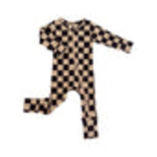 Tiramisu/Black Checkerboard / Organic 2-Way Zip Romper – SpearmintLOVE