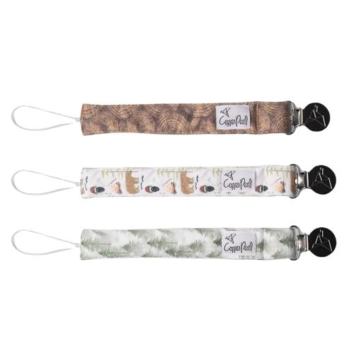 Copper Pearl Pacifier Clip 3-Pack: Premium Knit Binky Clips for Baby Girls and Boys - Stylish Stainless Steel Pacifier Holder Clip - Baby Pacifier Clips for No More Floor Drops - Lumberjack