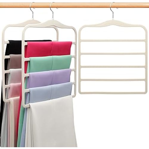Closet Organizers and Storage,3 Pack Velvet Pants-Hangers-Space-Saving,Non Silp 5 Tier Scarf Jeans Closet Organizer,Dorm Room Essentials for College Students Girls Boys Guys,Organization and Storage
