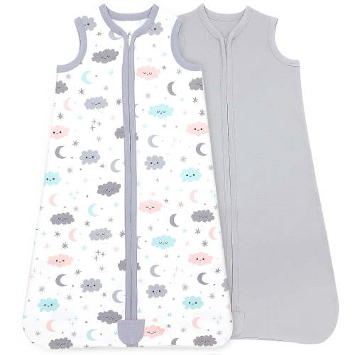 Bublo Baby Infant Sleep Sack, 6-12 Months, 2 Pack, Medium Size, 2-Way Zipper, 0.5 Tog Cotton, Pink