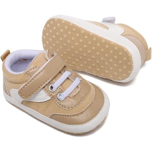 Clowora Unsex Baby Boys Girls Canvas First Walkers Shoes,Newborn Infant Non Slip Soft Sole Crib Casual Sneaker