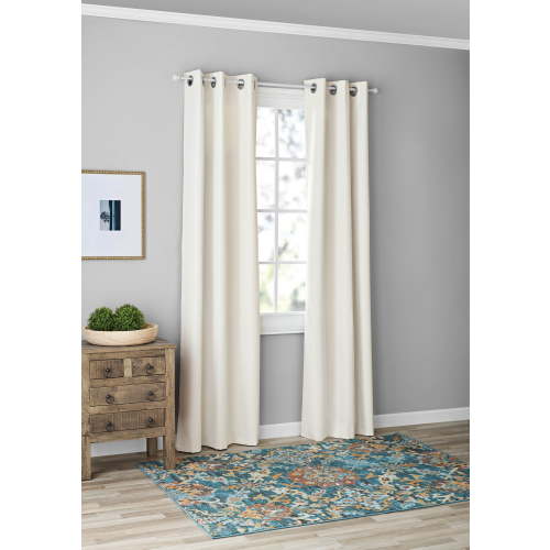 Mainstays Textured Solid Blackout Grommet Curtain Panel Pair, Set of 2, Ivory, 37" W x 84" L