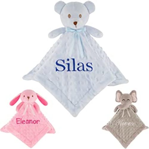 Amazon.com: Personalized Baby Blanket Lovey with Custom Embroidered Name - Super Soft & Comfy Security Blankets for Babies - Stuffed Teddy Security Snuggle Toy - Comforting Loveys for Boys and Girls : Baby