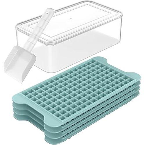 Mini Ice Cube Tray for Freezer: FDDBI Small Ice Trays for Freezer with Bin - 117×4PCS Easy Release Nugget Ice Tray - Crushed Ice Tray with Container