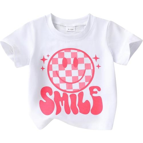 Happy Town Toddler Clothes Baby Boy Girl Smiley Face Shirt Short Sleeve T-Shirt Tee Summer Tops Outfits