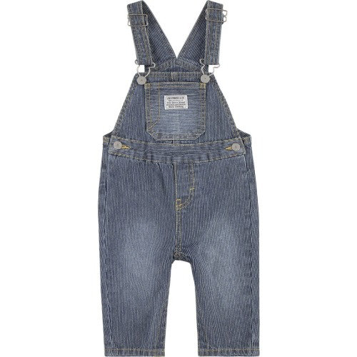 Baby Railroad Stripe Cotton Overalls, 6M,Yucatan