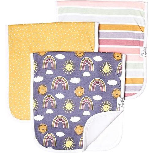 Copper Pearl Premium Baby Burp Cloths - 3-Pack Large Cotton Burp Cloths, Extra Soft Spit Up Rags with 3 Absorbent Layers, Perfect for Baby Boy and Baby Girl Gifts (21" x 10" Size, Hope Set)