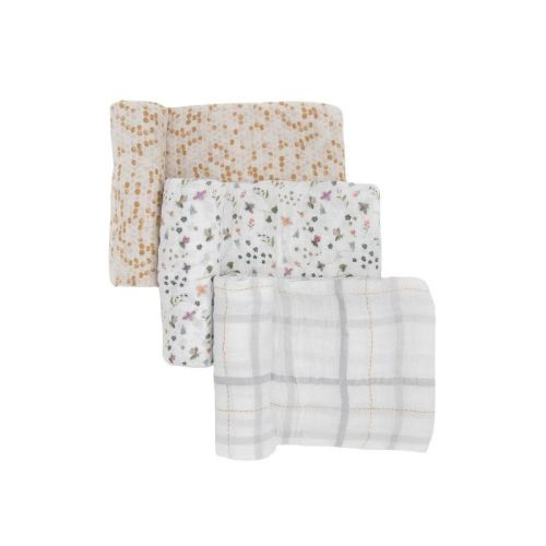Little Unicorn Cotton Muslin Swaddle Blanket - 3pk, Color: Garden Bees
