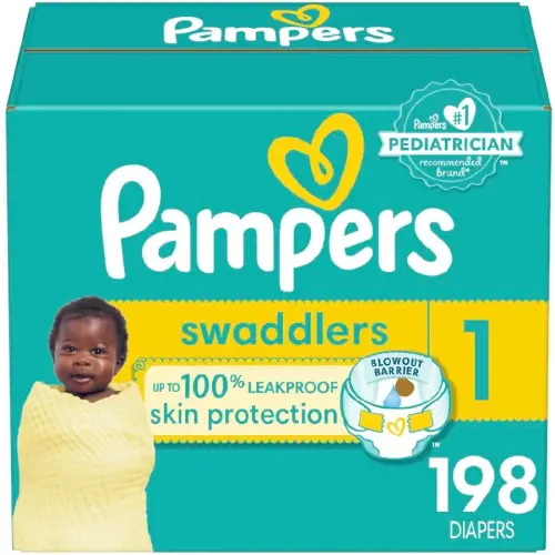 Pampers Baby Diapers - Swaddlers - Size 1, 198 Count, Ultra Absorbent Disposable Infant Diaper