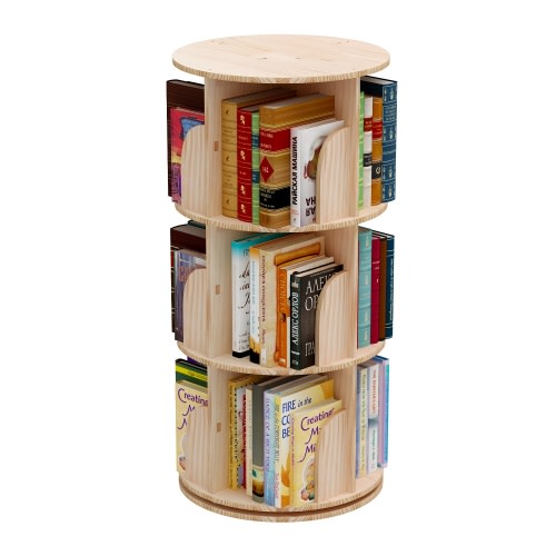 TOYTEXX 3 Tier Rotating Bookshelf, 46 x 46 x 98 cm