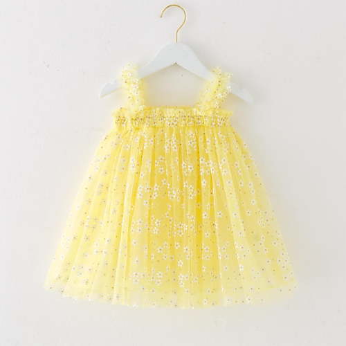Spazoro Toddler Baby Girls Dress Skirts, 2025 Saving Suspenders Princess Pageant Party Birthday Wedding Flower Mesh Dresses for Child Girls Yellow Size 6 Months