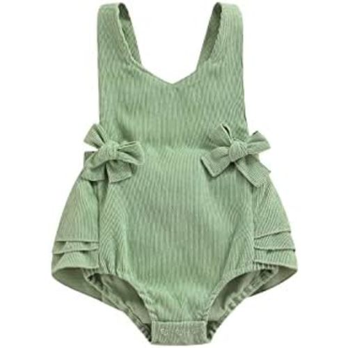 Newborn Infant Baby Boy Girl Corduroy Romper Sleeveless Jumpsuit Backless Overalls Outfit